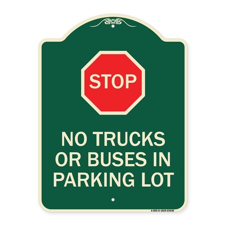 Signmission Parking Lot Rules Stop No Trucks or Buses in Parking Lot Heavy-Gauge Alum, 24" x 18", G-1824-23430 A-DES-G-1824-23430